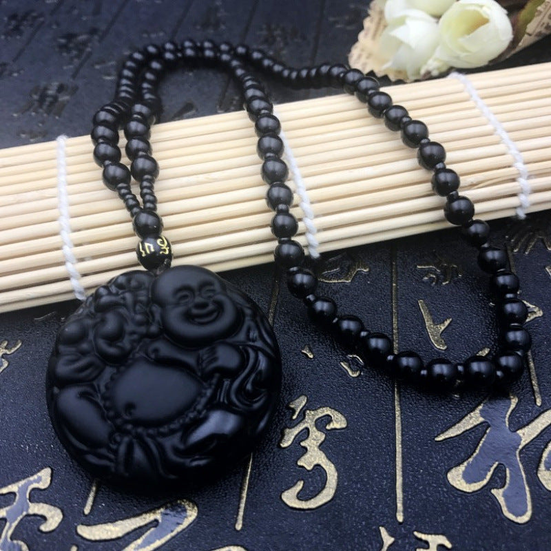Glass Imitation Obsidian Wolf Head Dragon Gossip Elephant Avalokitesvara Pendant