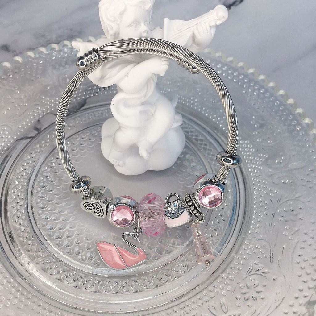 Women's Electroplated Pink Swan Fox Turtle Alloy Bracelets