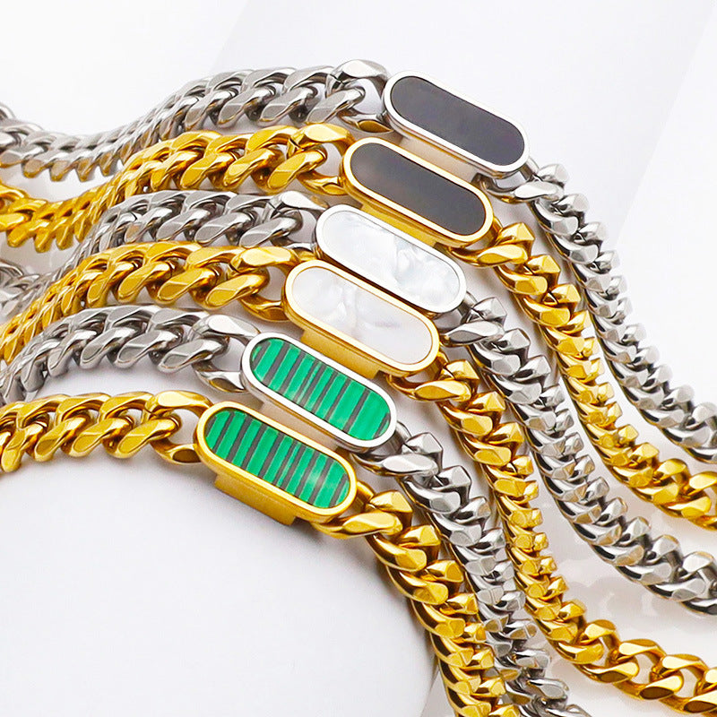 Women's Titanium Steel Rectangular Shell Six-sided Grinding Jewelry Set