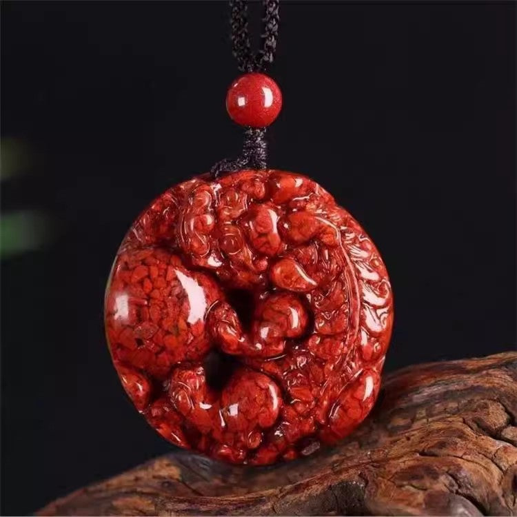 Crystal Sand Lucky Peace Buckle Bead Cinnabar Live Pendant