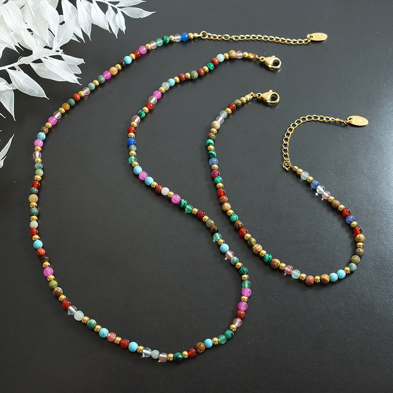 Natural Stone Titanium Steel Bead Bohemian Ethnic Bracelets
