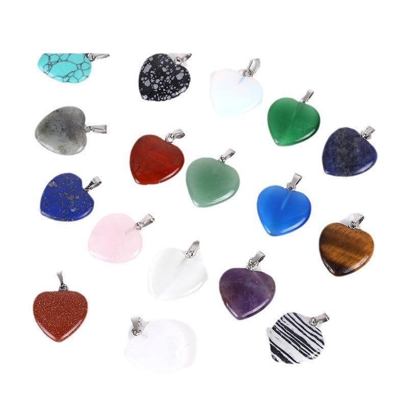 Amethyst Agate Peach Heart Natural Stone Pendant