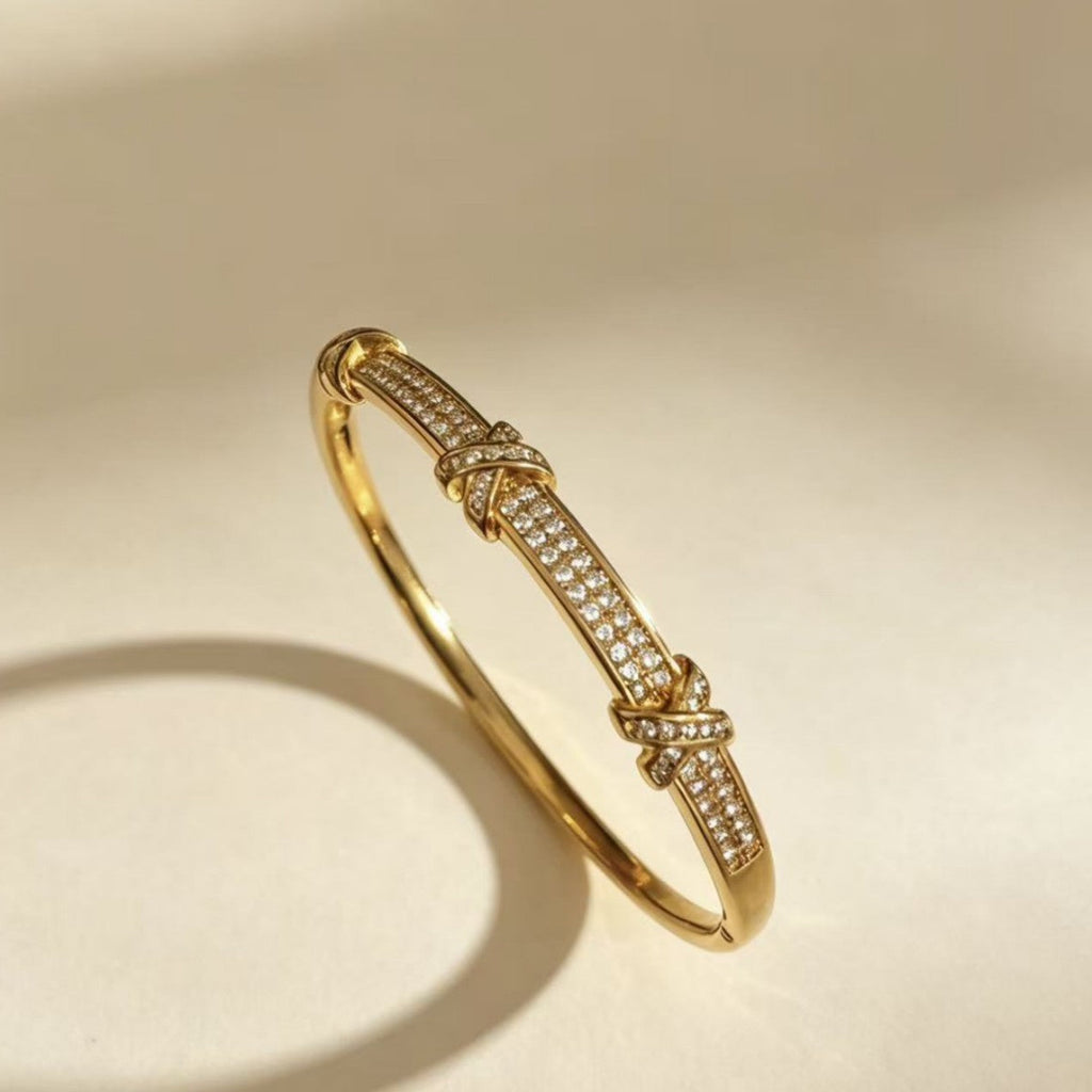 Women's Cross Diamond Gold Niche Design Source Bracelet