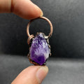 Retro Style Amethyst Citrine Fluorite Black Tourmaline White Crystal Column Pendant