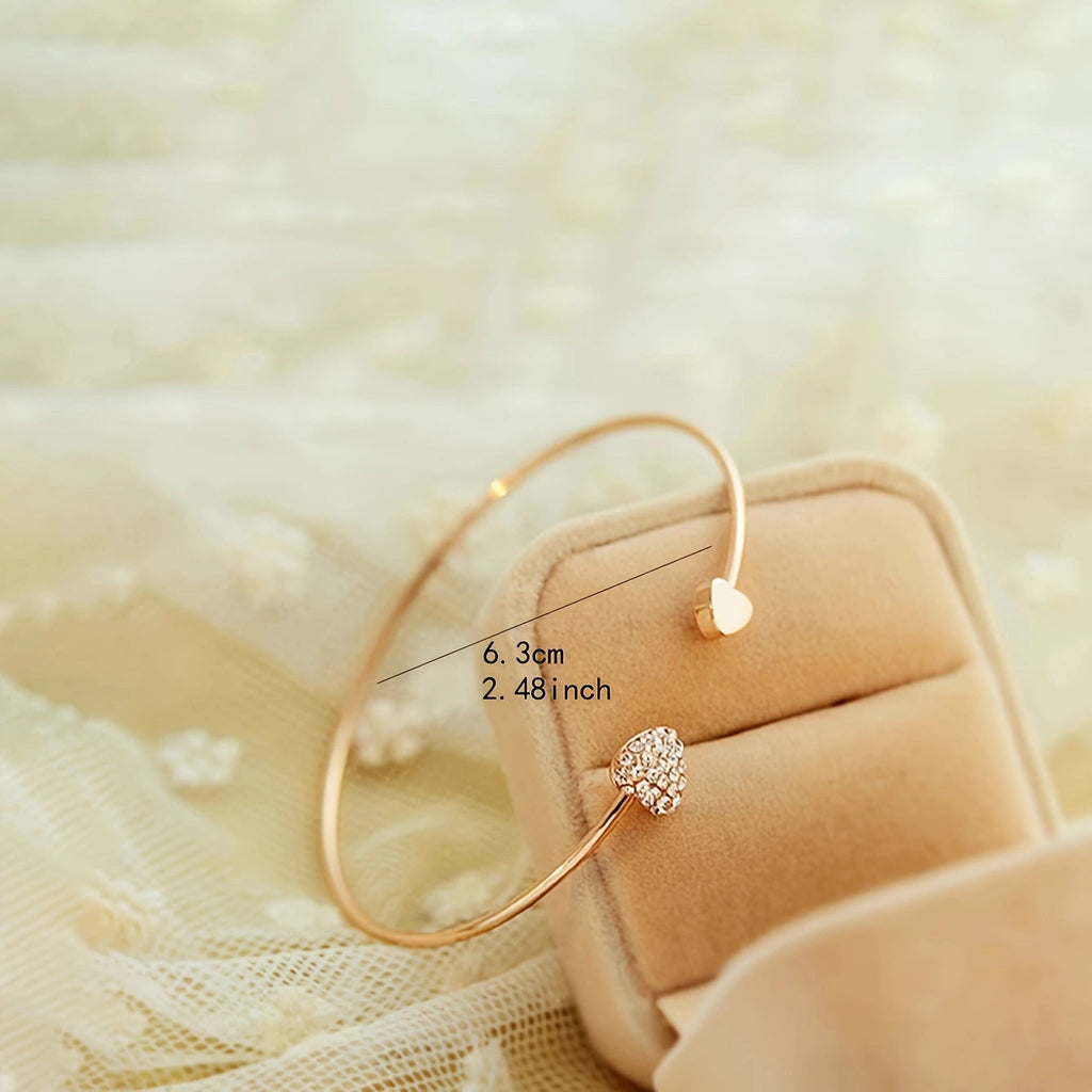 Diamond Heart Shaped Love Open Adjustable Double Bracelets
