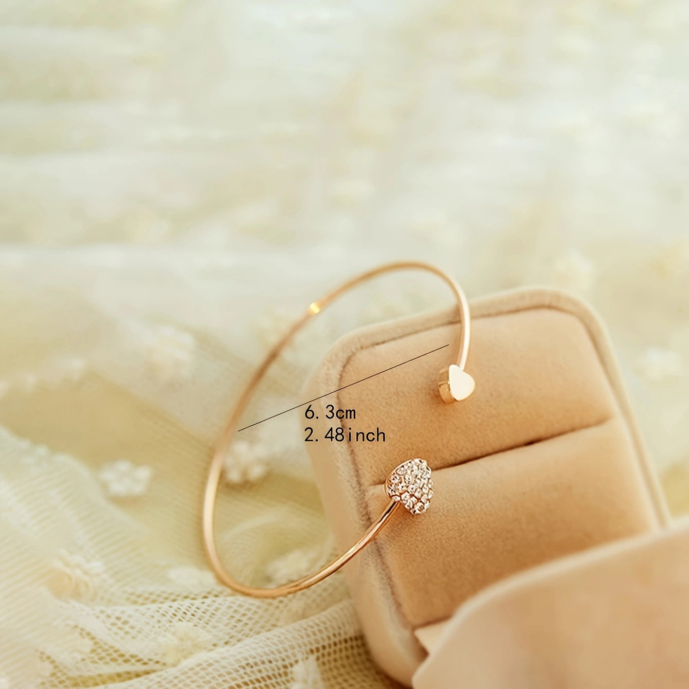 Diamond Heart Shaped Love Open Adjustable Double Bracelets