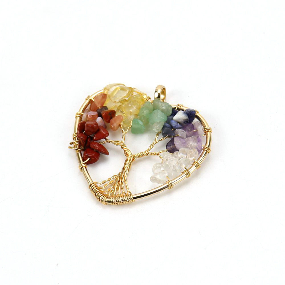 Gravel Crystal Lucky Tree Colorful Stone Pendant