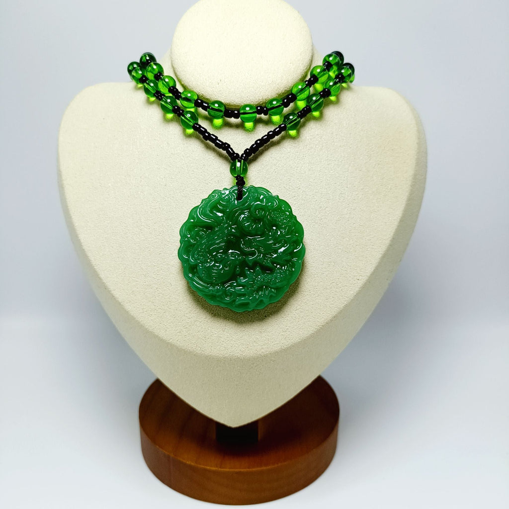 Women's & Men's Brought The Dragon Phoenix Ethnic Style Dark Green Long Pendant