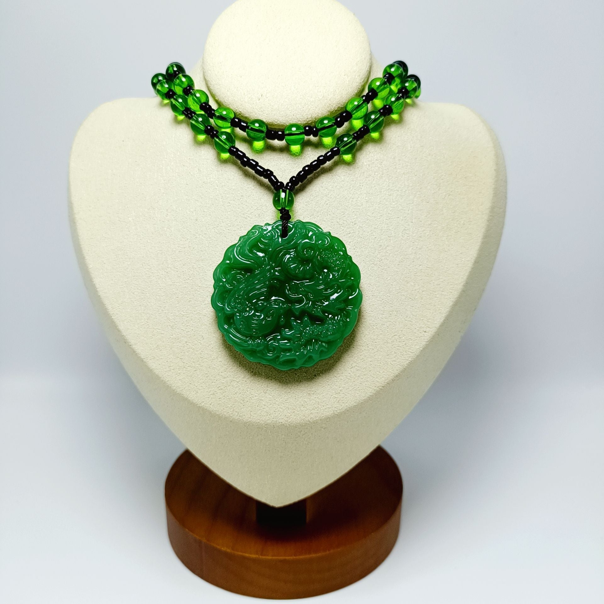Women's & Men's Brought The Dragon Phoenix Ethnic Style Dark Green Long Pendant