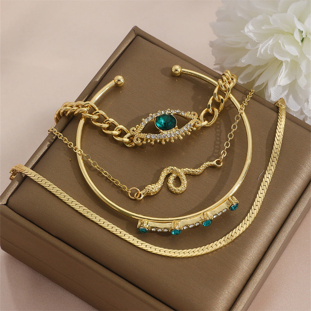 Retro Diamonds Eyes Snakelike Winding Creative Opening Diamond Bracelets