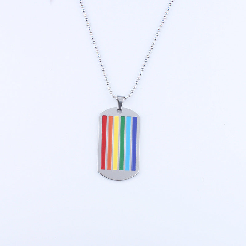 Steel Simple Hip Hop Trendy Male Female Dog Tag Necklaces
