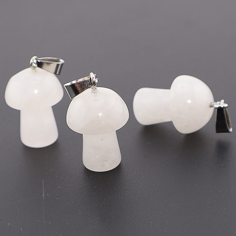 Natural Crystal Jade Mushroom Tigereye Pink Pendant