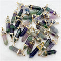 Gemstone Crystal Agate Bullet Gold Plated Metal Pendant