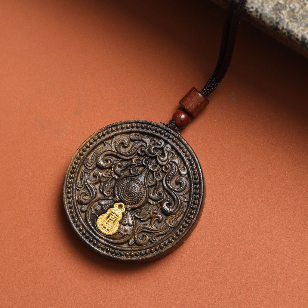 Auspicious Inlaid Carved Life Crafts Sales Pendant