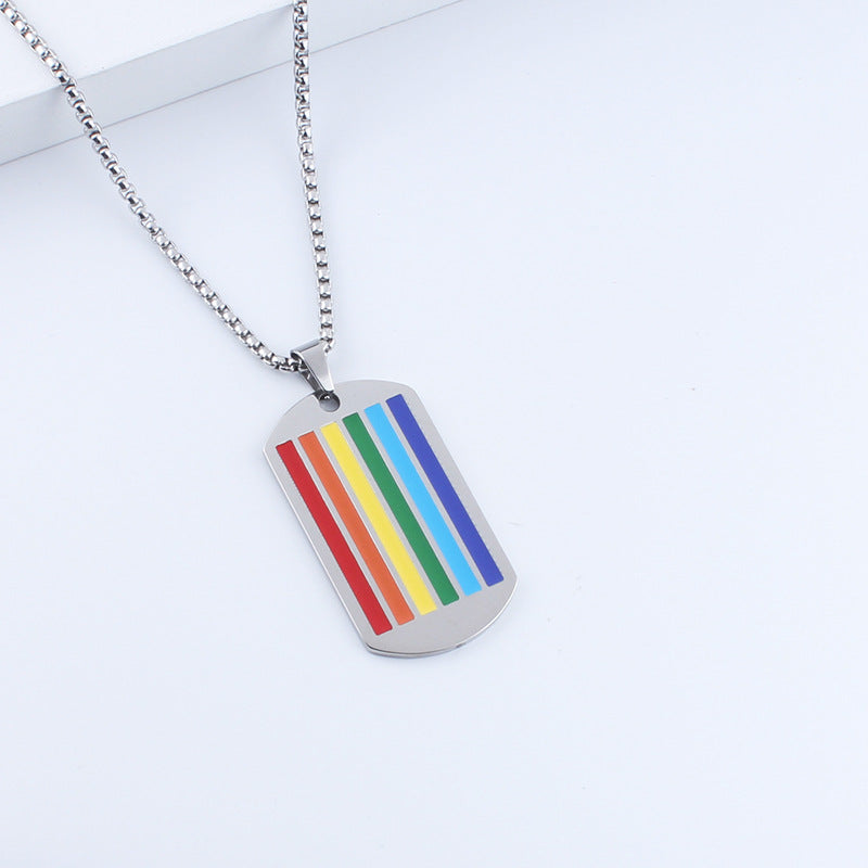 Steel Simple Hip Hop Trendy Male Female Dog Tag Necklaces