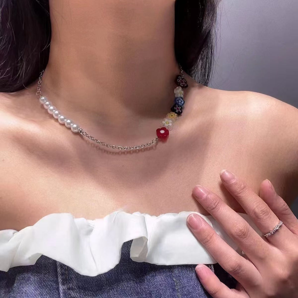 Women's & Men's Pearl Cross Hip Hop Niche Design Clavicle Necklaces