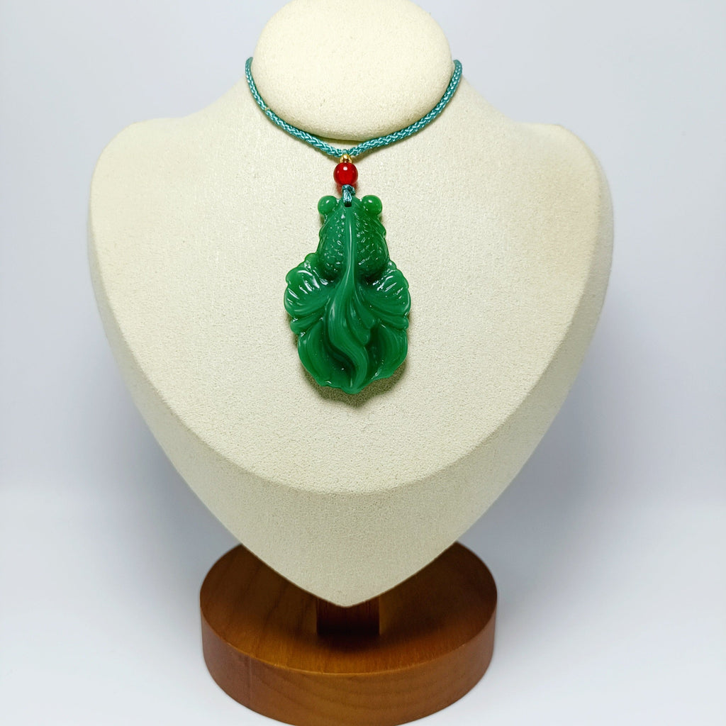 Jade Glass Dark Green Light Smooth Small Goldfish All Kinds Pendant