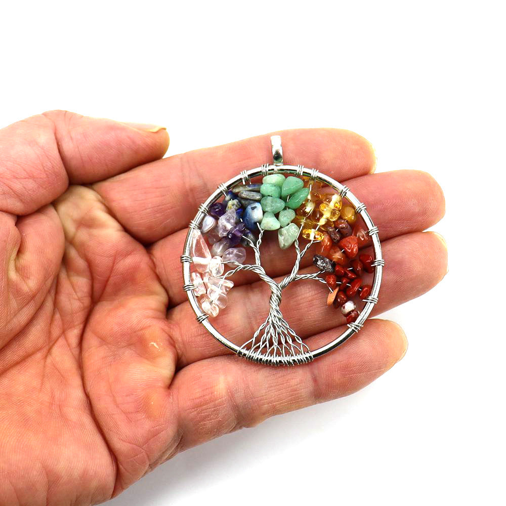 Gravel Crystal Lucky Tree Colorful Stone Pendant