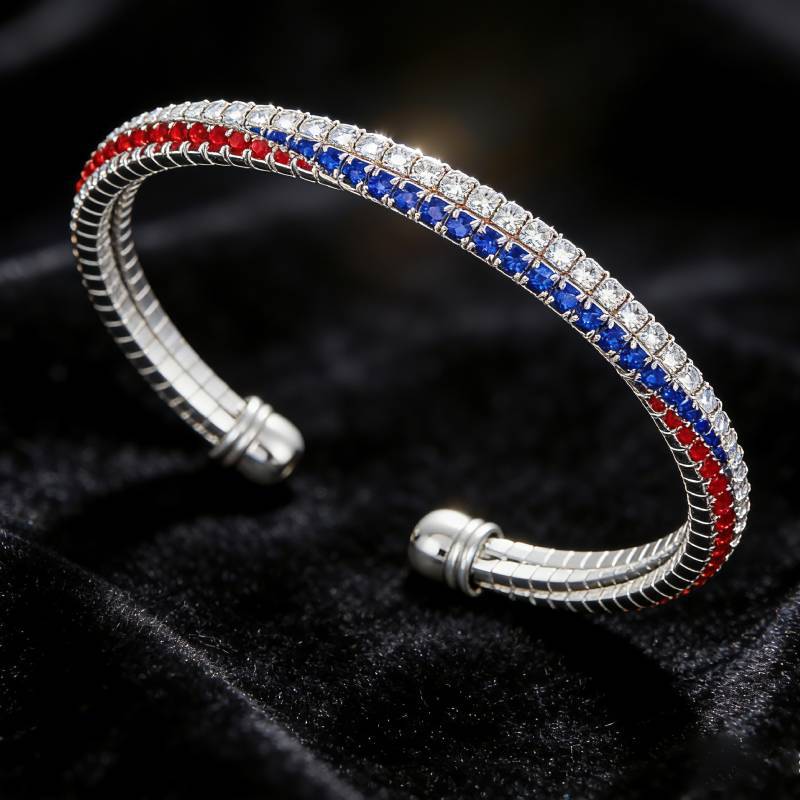 Fashion Luxury Popular Rhinestone Staggered Independence Day Bracelet