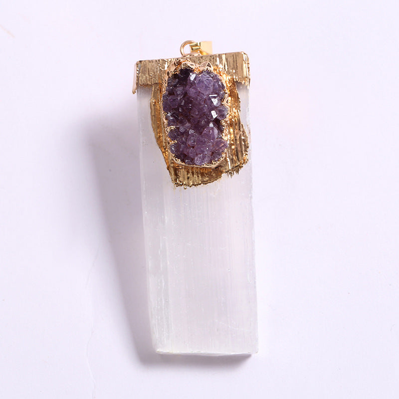 Gypsum Bar Long Strip Inlaid Crystal Pendant