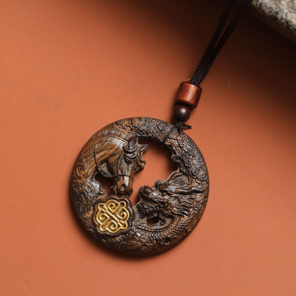 Powerful Dragon Horse Spirit Hollow Inlaid Personalized Pendant