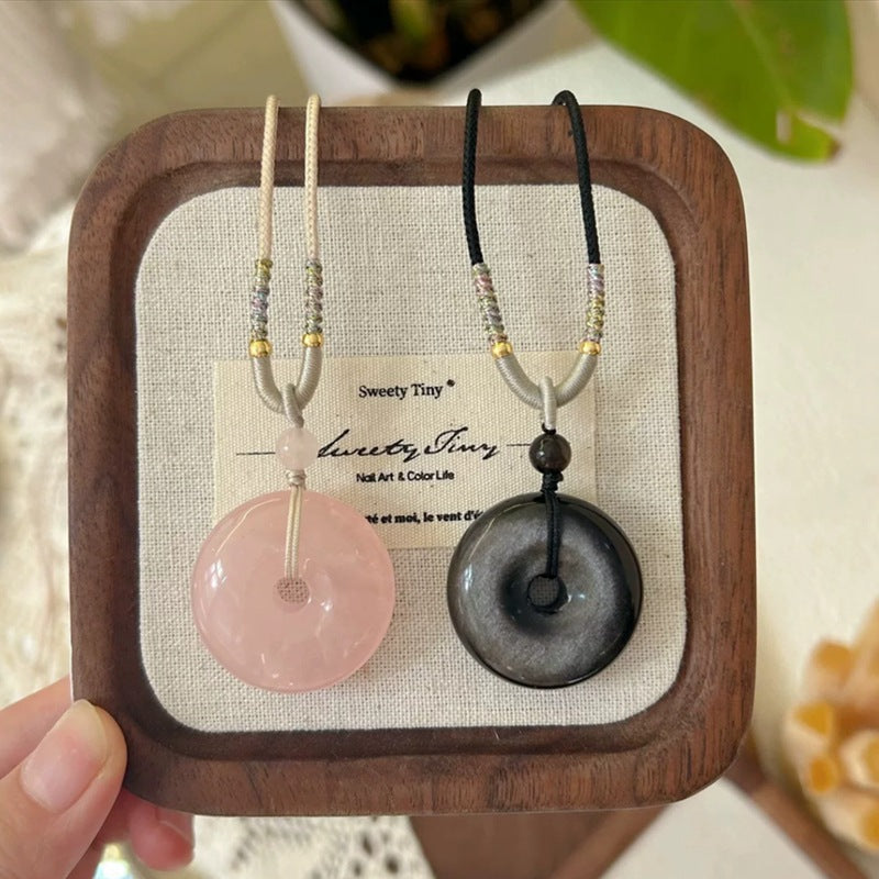 Valentine's Day Couple Adjustable Natural Stone Sier Pendant