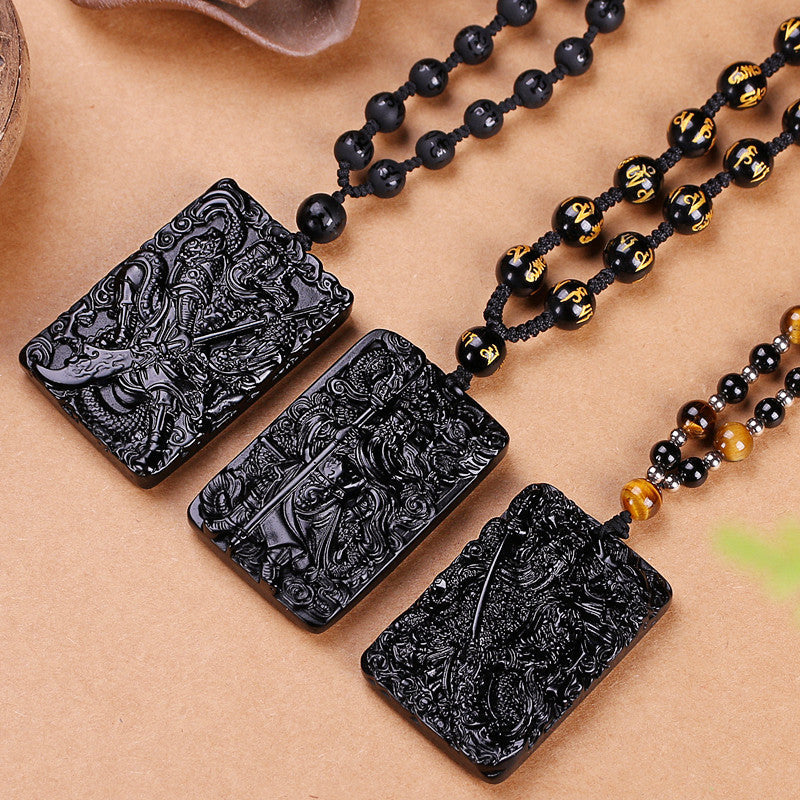 Men's Natural Icy Dragon Yu God Of Pendant