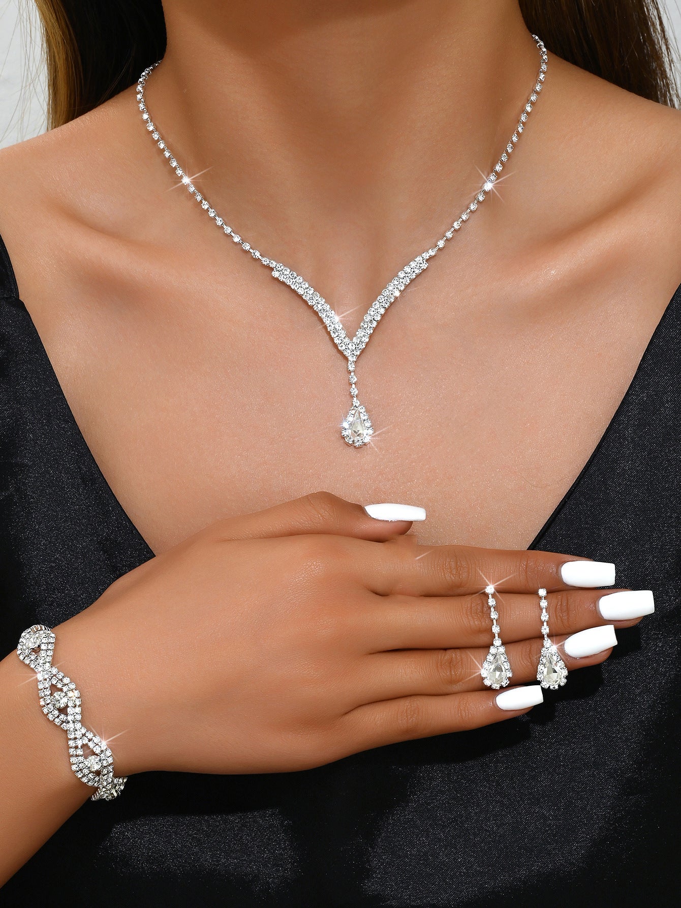 Attractive Casual Bridal For Rhinestone Wedding Jewelry Set