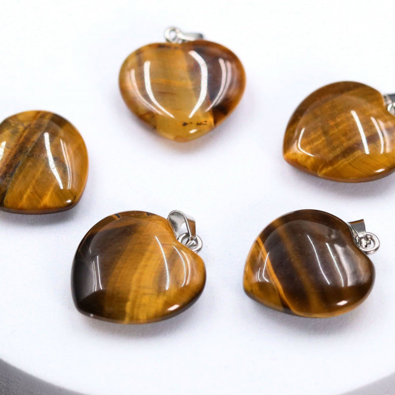 Amethyst Agate Peach Heart Natural Stone Pendant