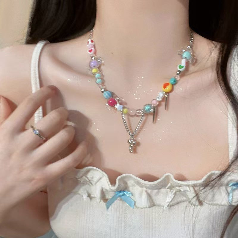 Women's & Men's Pearl Cross Hip Hop Niche Design Clavicle Necklaces