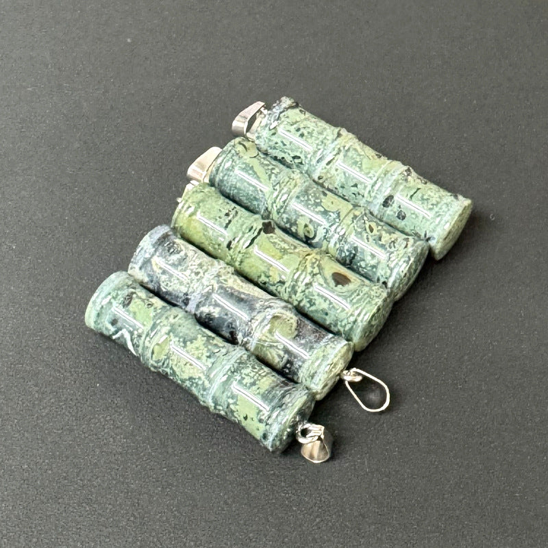 Bamboo Joint Natural Crystal Agate Stone Festival Pendants