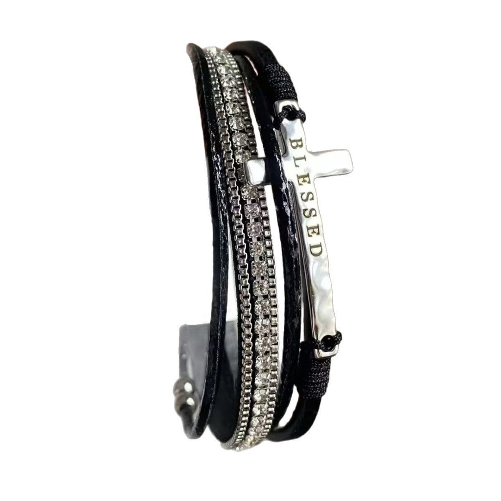 Dark Hot Style Leather Cross Retro Personality High Sense Fashionable Bracelets