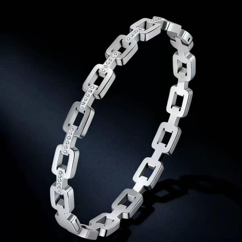 Fashion Square Diamond Titanium Steel Buckle Bracelet