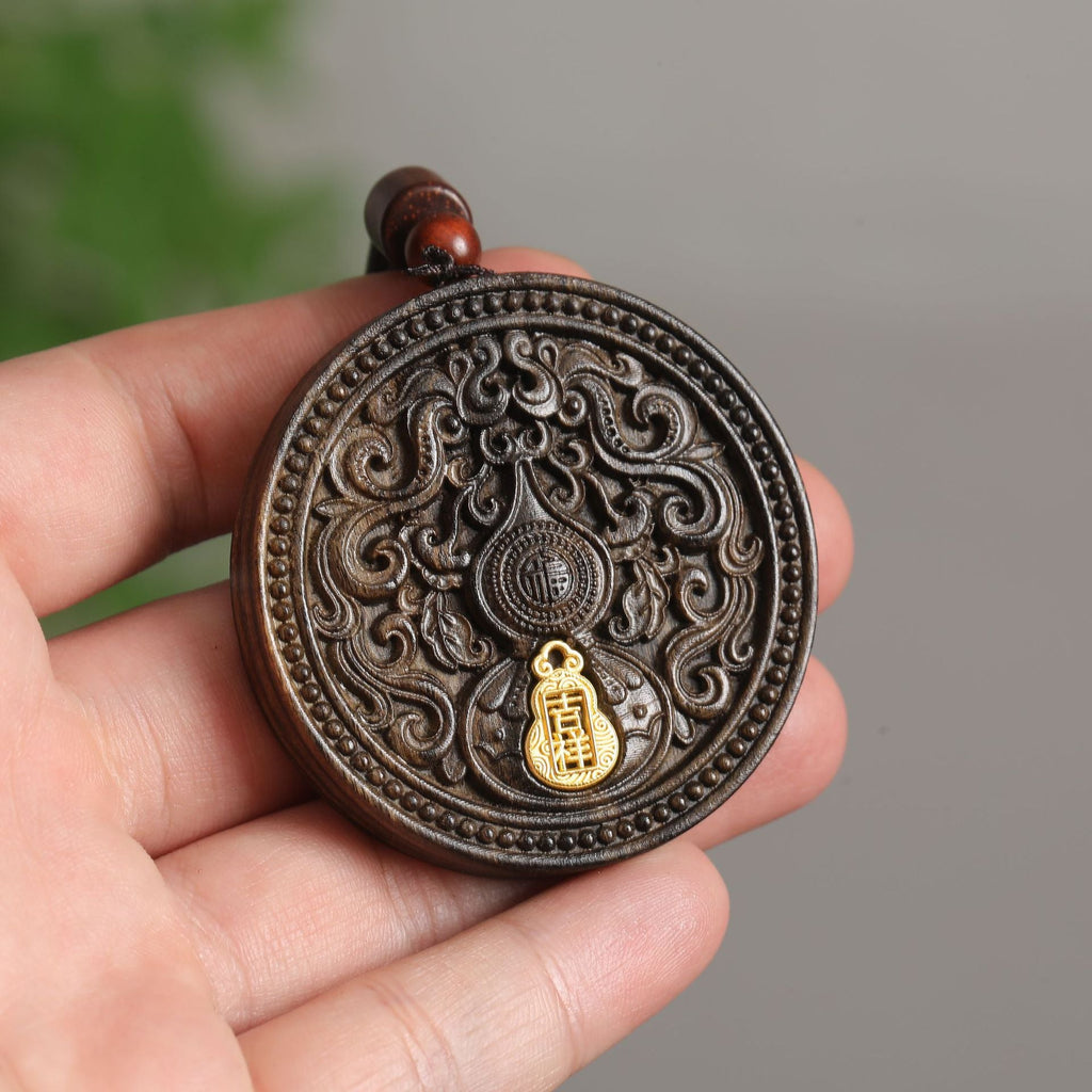 Auspicious Inlaid Carved Life Crafts Sales Pendant