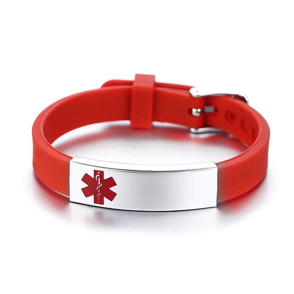 Fashion Silicone Titanium Steel Curved Medical Bracelets