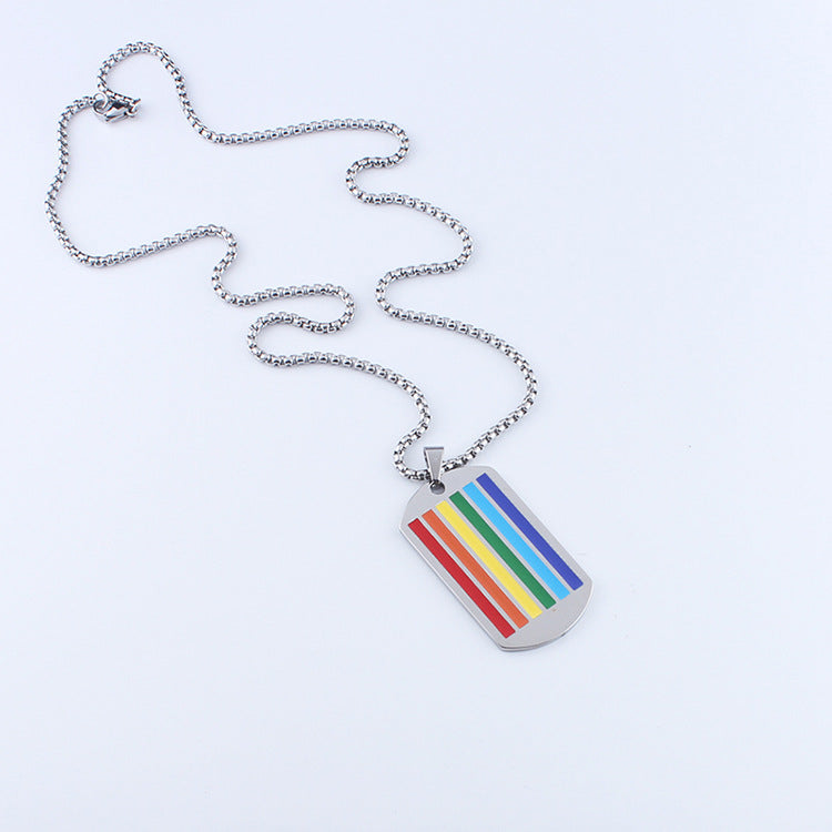 Steel Simple Hip Hop Trendy Male Female Dog Tag Necklaces