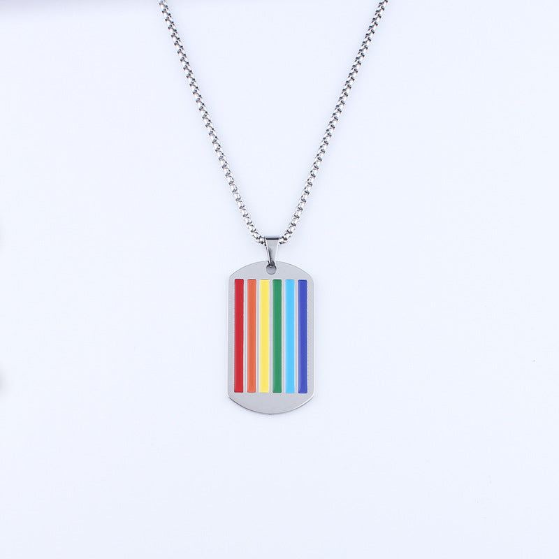 Steel Simple Hip Hop Trendy Male Female Dog Tag Necklaces