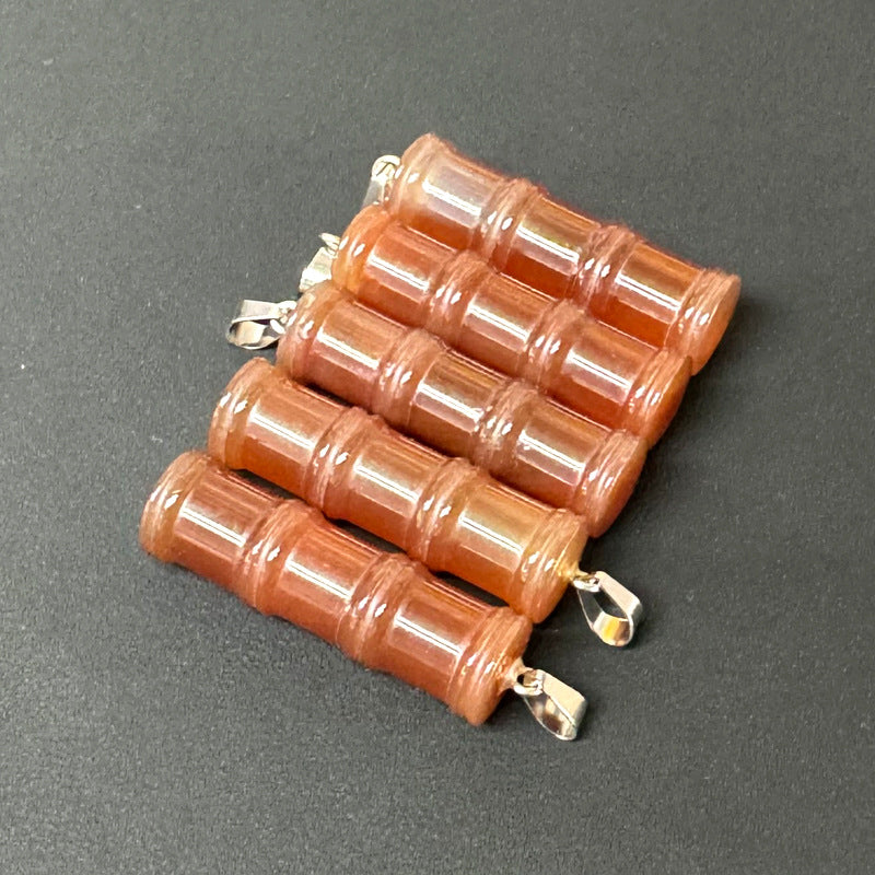 Bamboo Joint Natural Crystal Agate Stone Festival Pendants