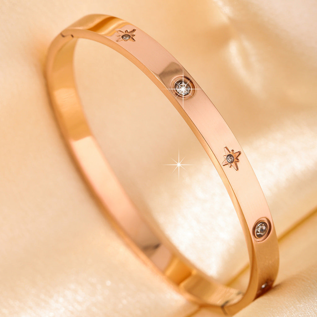 Light Luxury Stainless Steel Inlaid Zircon Temperamental Minority Simple High-grade Bracelets
