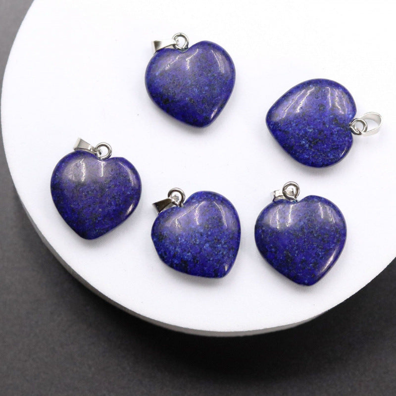 Amethyst Agate Peach Heart Natural Stone Pendant
