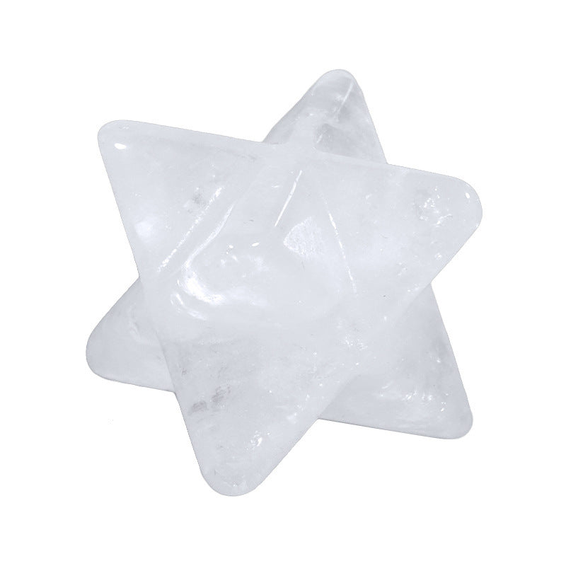 Natural Crystal Stone Six-pointed Star Three-dimensional Of Pendants