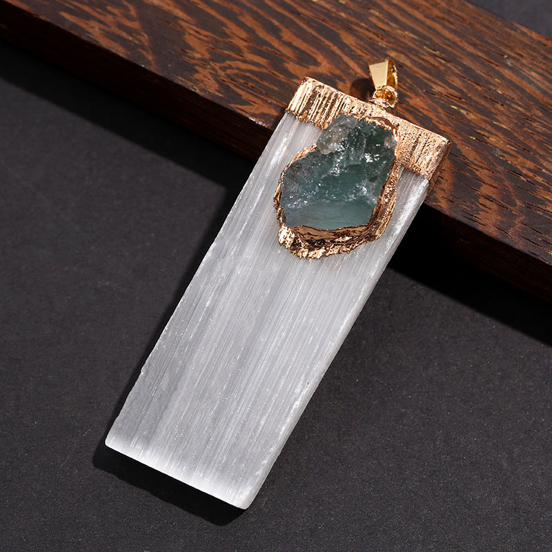 Gypsum Bar Long Strip Inlaid Crystal Pendant