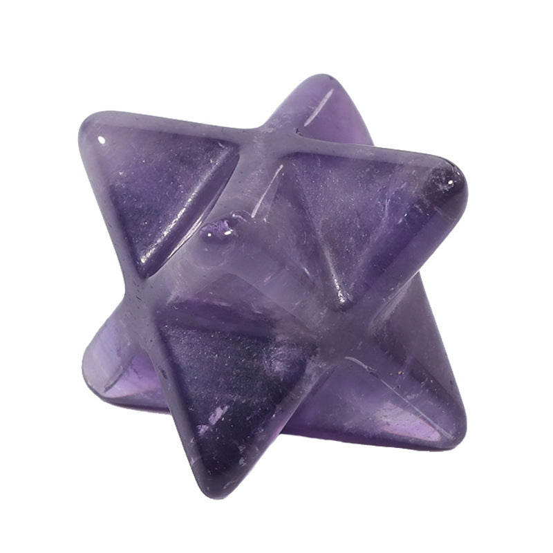 Natural Crystal Stone Six-pointed Star Three-dimensional Of Pendants