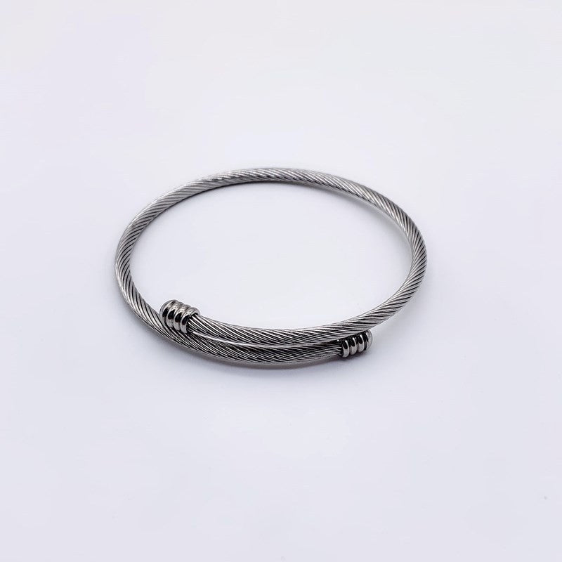 Steel Wire Rope Open Heart Stainless Bracelet