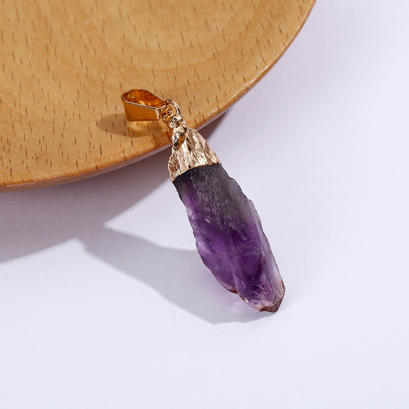 Amethyst Natural Stone Irregular Plating Rough Pendant