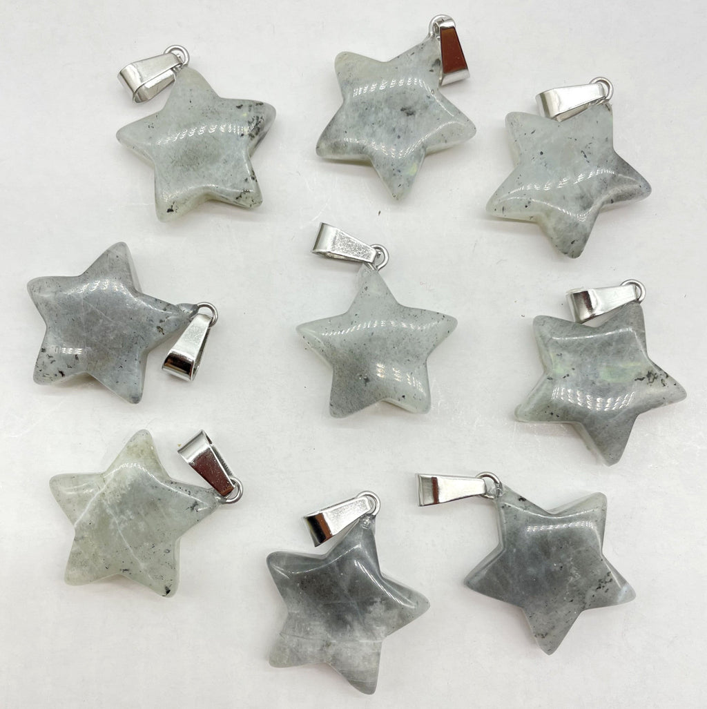 Natural Stone Crystal Agate Five-pointed Star Pendants
