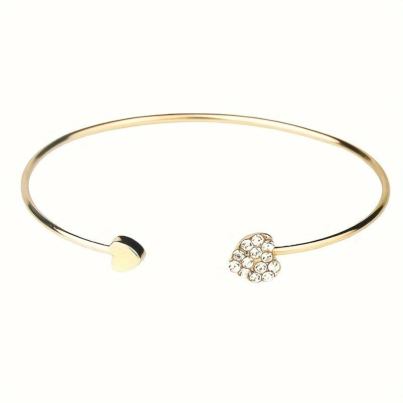 Diamond Heart Shaped Love Open Adjustable Double Bracelets