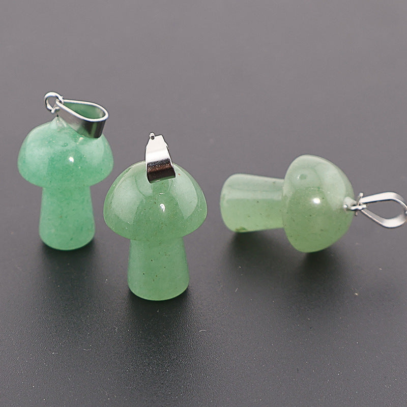 Natural Crystal Jade Mushroom Tigereye Pink Pendant