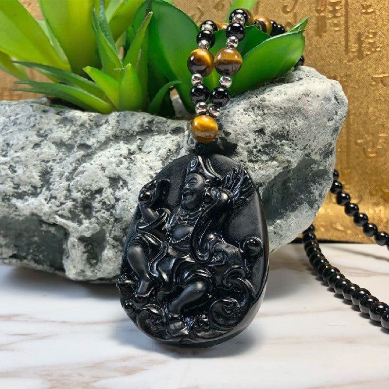 Crystal Taoist Master Full Obsidian Arhat Pendants