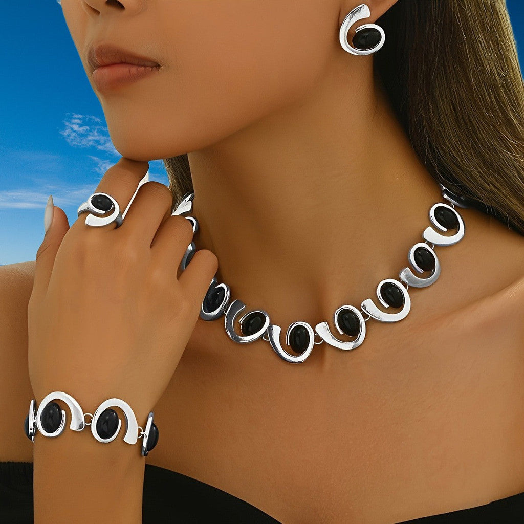Stylish Women's Fashionable Simple Turquoise Suit Jewelry Set